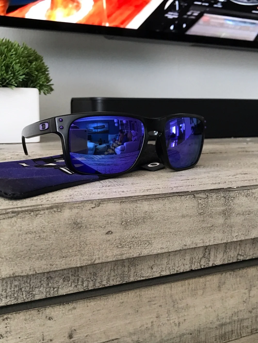 Oakley Holbrook Julian Matte Black Violet Lens Sunglasses